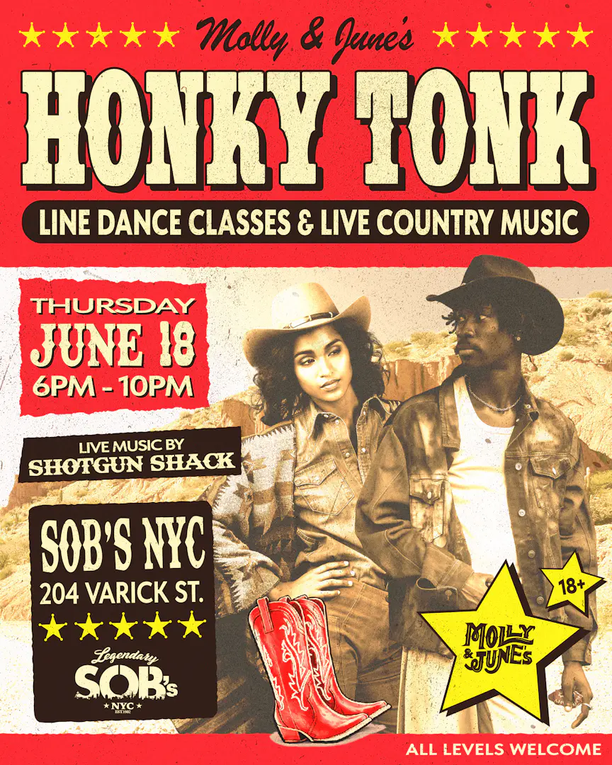 Molly & June's Honky Tonk: Line Dance Class & Country Music event image